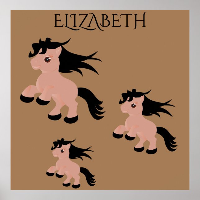 Póster Pony poster con nombre personalizado. (Frente)