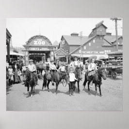 Póster Pony Riders en Coney Island, 1904. Foto de cosecha