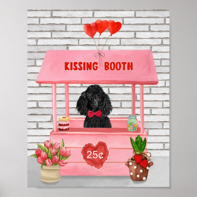 Póster poodle Dog El día de San Valentín Kissing Booth (Frente)