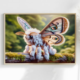 Póster Poodle Moth Surreal Fluffy Moth Fantasy World