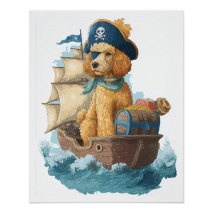 Póster Poodle Pirata � Perro Marino Divertido