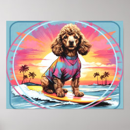 Póster Poodle Surfing