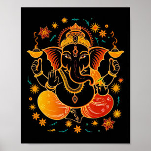 Póster Pooja hindú Ganesha Elefante Dios India Meditación