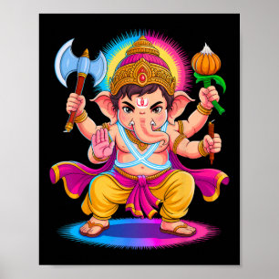 Póster Pooja hindú Ganesha Elefante Dios India Meditación