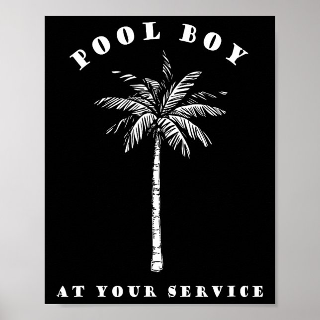 Póster Pool Boy at Your Service Coconut Tree Fun Hallowee (Frente)