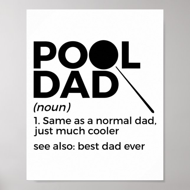 Póster Pool Dad Definition Funny Billiards Best Dad (Frente)