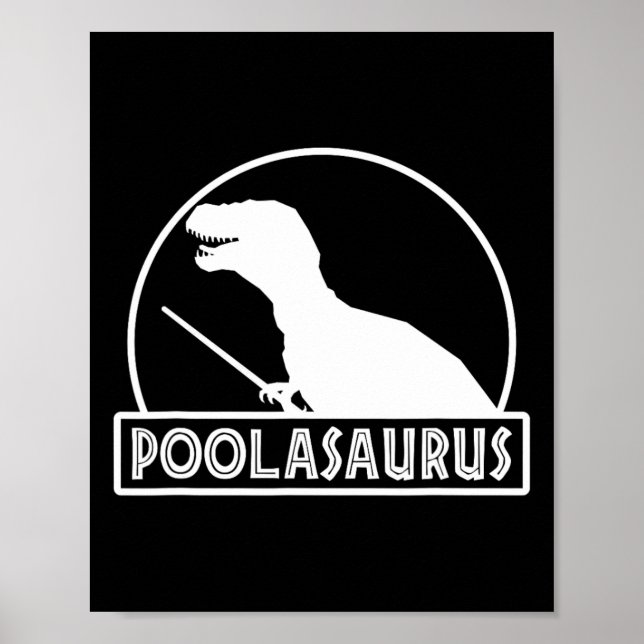 Póster Poolasaurus Billiard Player Dinosaur Snooker Eight (Frente)