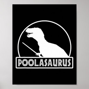 Póster Poolasaurus jugador de billar dinosaurio snooker o
