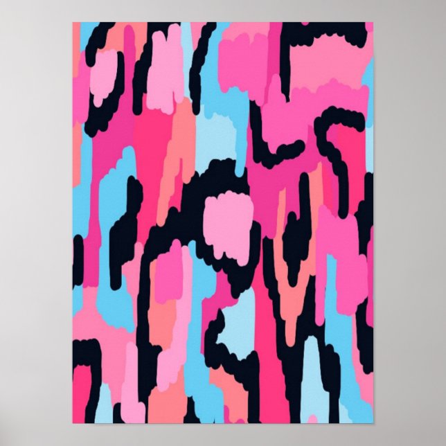 Póster Pop Abstracto Rosa  (Frente)
