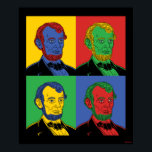 Póster Pop Art Abraham Lincoln<br><div class="desc">Gráfico de arte "Pop Art Abraham Lincoln" diseñado por bCreative muestra un icónico retrato de Abraham Lincoln en una obra de arte pop de cuatro paneles! ¡Esto es un gran regalo para la familia, los amigos o un regalo para usted mismo! Este gráfico divertido es una gran adición al estilo...</div>