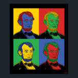 Póster Pop Art Abraham Lincoln<br><div class="desc">Gráfico de arte "Pop Art Abraham Lincoln" diseñado por bCreative muestra un icónico retrato de Abraham Lincoln en una obra de arte pop de cuatro paneles! ¡Esto es un gran regalo para la familia, los amigos o un regalo para usted mismo! Este gráfico divertido es una gran adición al estilo...</div>