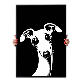 Póster Pop Art Adorable Galgo Italiano Blanco y Negro