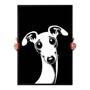 Póster Pop Art Adorable Galgo Italiano Blanco y Negro