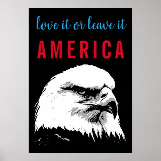 Póster Pop Art Bald Eagle Love Leave America Slogan Say (Frente)