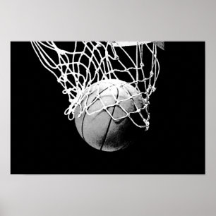 Póster Pop Art Basketball Ball & Net Print Poster