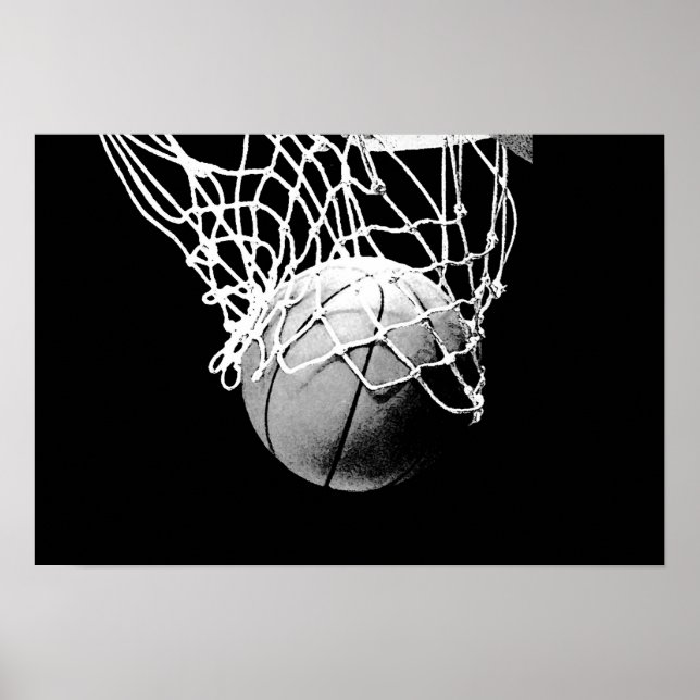 Póster Pop Art Basketball Ball & Net Print Poster (Frente)