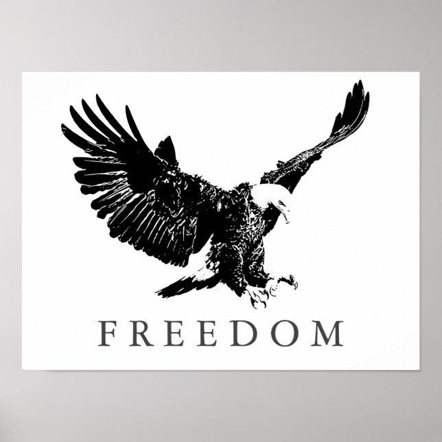 Póster Pop Art Black White Freedom Eagle Landing Poster (Frente)