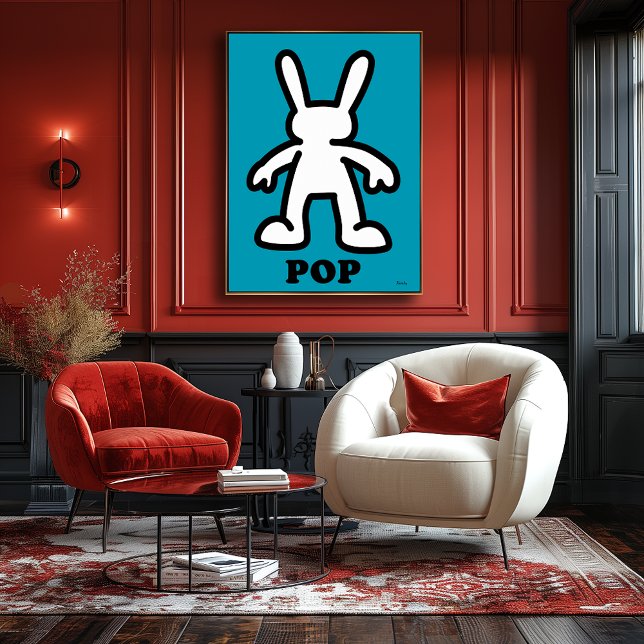Póster Pop Art Bunny - Contorno Verde azulado audaz (Subido por el creador)