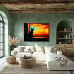 Póster Pop Art Cat al atardecer - Vista de ventana<br><div class="desc">Esta elegante escena de arte pop captura un momento sereno mientras un gato mira fijamente a una vibrante puesta de sol a través de una ventana, evocando una sensación de calma y asombro. Perfecto para los amantes del gato, esta obra de arte presenta colores llamativos y un impresionante contraste entre...</div>