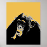 Póster Pop Art Chimpanzee<br><div class="desc">Computadora digital Arte animal - Arte pop universitario - Imágenes de computadores animales salvajes</div>