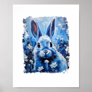 Póster Pop Art Colorous Bunny Rabbit Blue