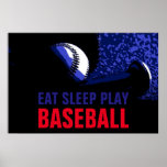 Póster Pop Art Come Sleep Play Béisbol<br><div class="desc">Populares Juegos de Arte - Deportes populares - Imagen de la pelota de béisbol.</div>