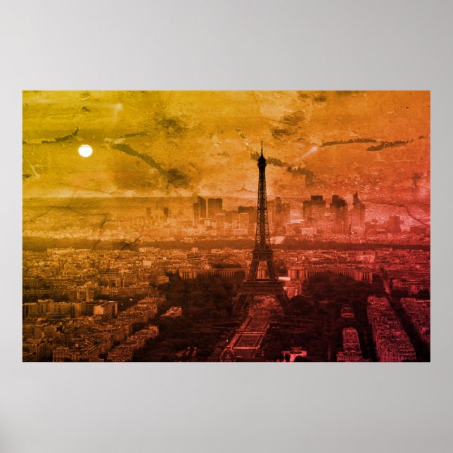 Póster Pop Art Eiffel Tower Paris Europe Travel (Frente)