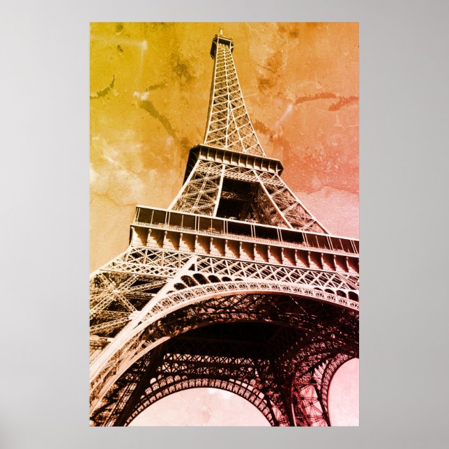 Póster Pop Art Eiffel Tower Paris Romance City (Frente)