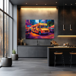 Póster Pop Art Food Truck Street Scene Wall Art