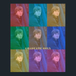 Póster Pop Art Graduación Foto Trendy Color Retro Bloque<br><div class="desc">Personalizar de una foto de graduado con esta imagen de poster al estilo Pop-Art. Pase sus fotografías favoritas con estos bloques de color transparentes y coloridos en tonos rojos, rosas, azules, verdes, amarillos, naranjas y morados. Editar para añadir el año de graduación, otra cosa, o eliminarlo. ✏️ Simplemente haga clic...</div>