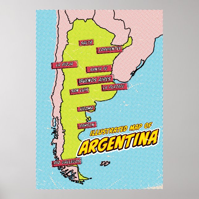 Póster Pop Art Ilustrado Argentina (Frente)