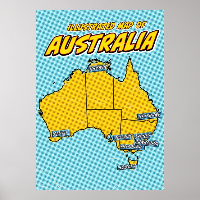 Póster Pop Art Ilustrado Australia  (Frente)