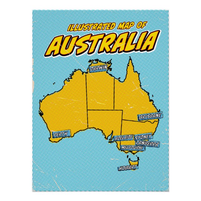 Póster Pop Art Ilustrado Australia (Anverso)