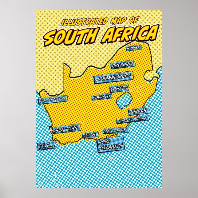 Póster Pop Art Ilustrado Sudáfrica (Frente)