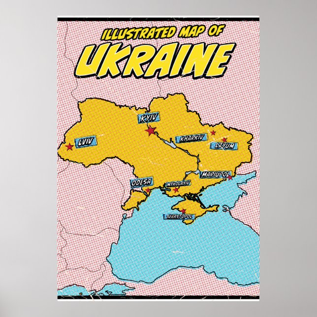 Póster Pop Art Ilustrado Ucrania  (Frente)