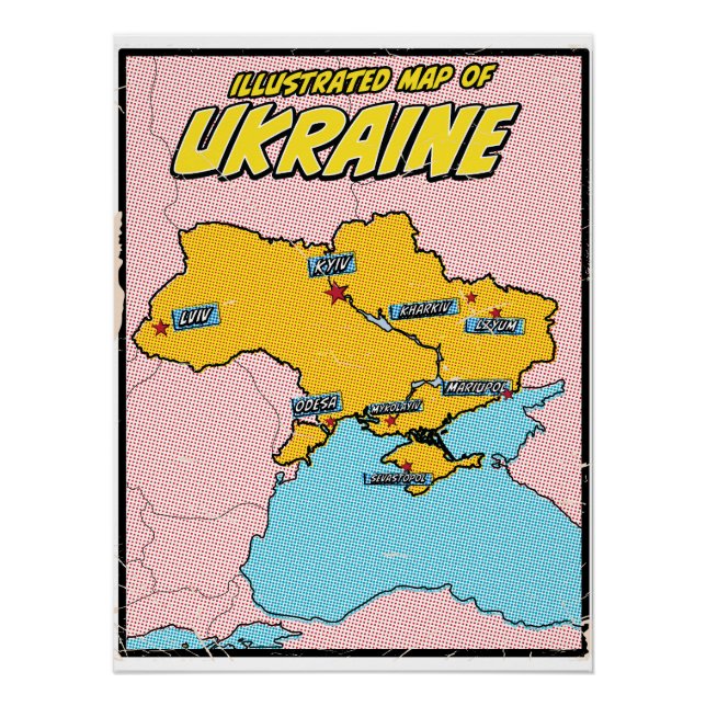 Póster Pop Art Ilustrado Ucrania (Anverso)