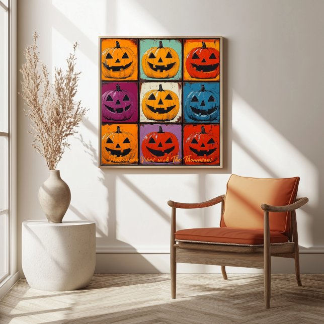 Póster Pop Art Jack-o'-Lantern Grid Halloween Wall Art (Subido por el creador)