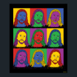 Póster Pop Art Jesus<br><div class="desc">La gráfica de arte "Pop Art Jesus" diseñada por bCreative muestra una icónica representación de Jesús en una pieza de arte pop de nueve paneles! ¡Esto es un gran regalo para la familia, los amigos o un regalo para usted mismo! Este gráfico divertido es una gran adición al estilo de...</div>