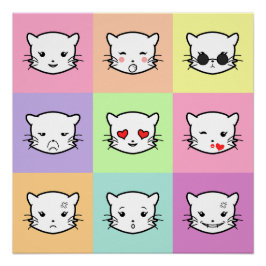 Póster Pop Art Kawaii Cat Emoji