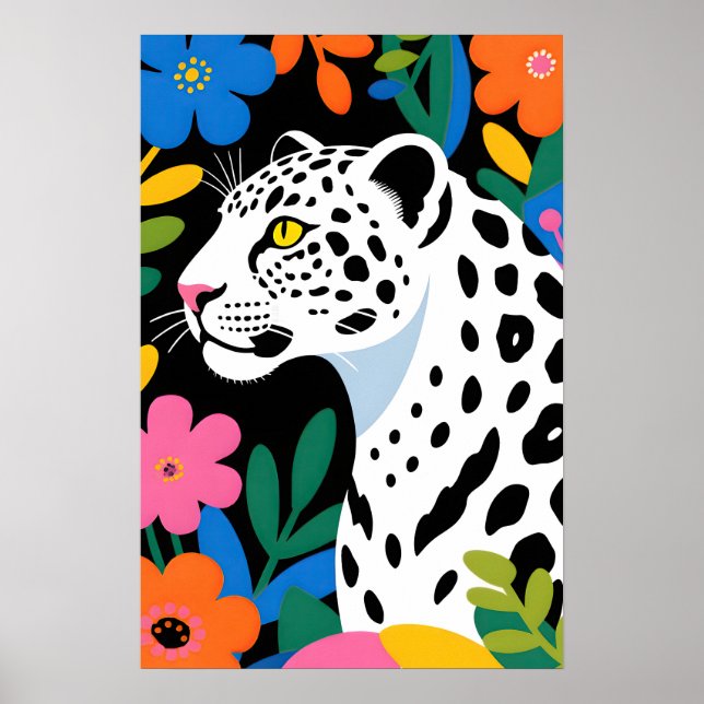 Póster Pop Art Leopardo Blanco (Frente)