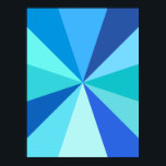 Póster Pop Art Modern 60 Rays Geométricos divertidos en a<br><div class="desc">Este diseño de poster de arte pop inspirado en la moda de los años 60,  tiene rayos naranjas brillantes psicodélicos / saltos disparados en un patrón geométrico. Este diseño funky,  minimalista y ultramoderno tiene doce rayos en diferentes tonalidades de azul neón. Es groovy,  nena.</div>