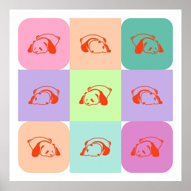 Póster Pop Art Panda Bear Mix (Frente)