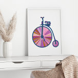 Póster Pop Art Patrón de uniciclo de moda antiguo en rosa<br><div class="desc">Un bonito cuadro de un uniciclo de moda antigua (vintage) en una paleta de colores de tonos fríos de bonito.</div>