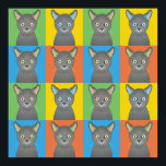 Póster Pop-Art Personalizado de gato azul de Rusia<br><div class="desc">Pop-Art Personalizado de gato azul de Rusia</div>
