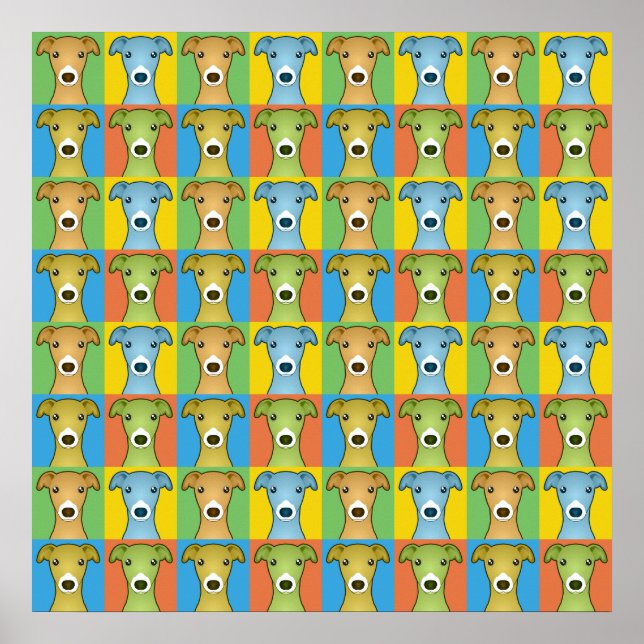 Póster Pop-Art Personalizado de perro de Greyhound (Frente)
