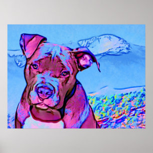 Póster Pop Art Pit Bull Perro Cachorro