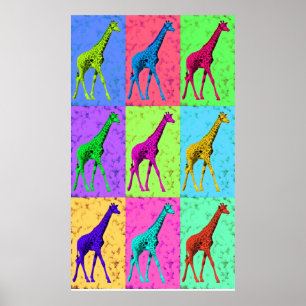Póster Pop Art Popart Walking Giraffe Multi-Color