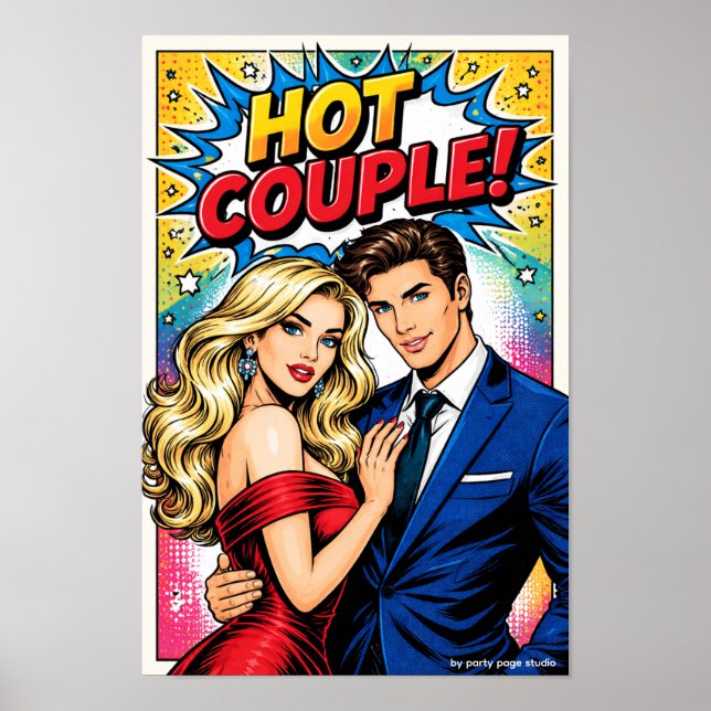 Póster Pop Art Poster „HOT COUPLE!“ – Stylisches Paar Com (Frente)