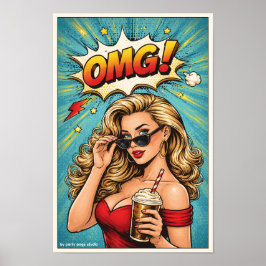 Póster Pop Art Poster „OMG!“ – Glamour Woman Comic Wandbi