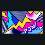 Póster ¡Pop Art Pow! Patrón en magenta, azul y negro<br><div class="desc">Patrón gráfico de Pop Art,  con tipografía tipográfica de 'POW!',  contra un colorido patrón abstracto. Póngase en contacto con el diseñador para obtener solicitudes especiales. © Copyright 2021 P.D.,  Vintage Comic Art. Todos los derechos reservados.</div>